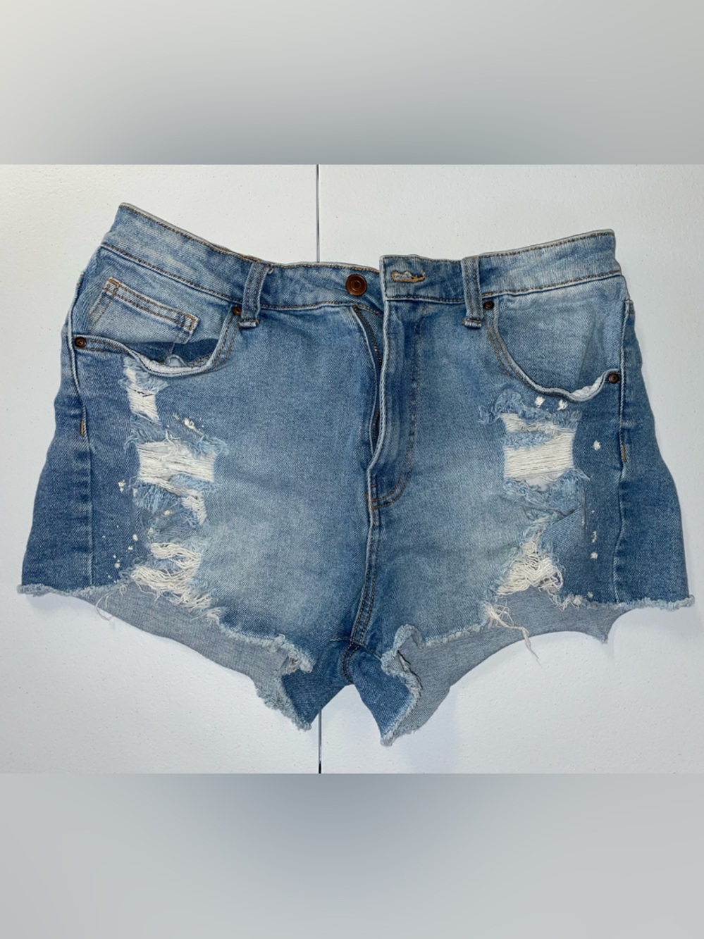 Distressed Light Blue Denim Women’s Shorts